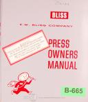 Bliss-Bliss Series 102, 112 102A-112A, Inclinable Press, Service !-154 Manual 1987-102-102A-112A-112-04